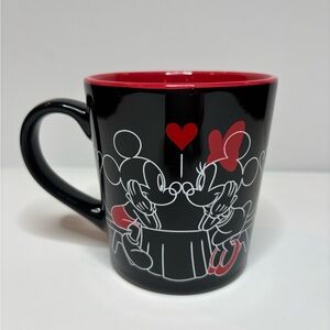 Disney Mickey Mouse and Minnie Mouse Coffee Mug Love Valentines Heart Black Red